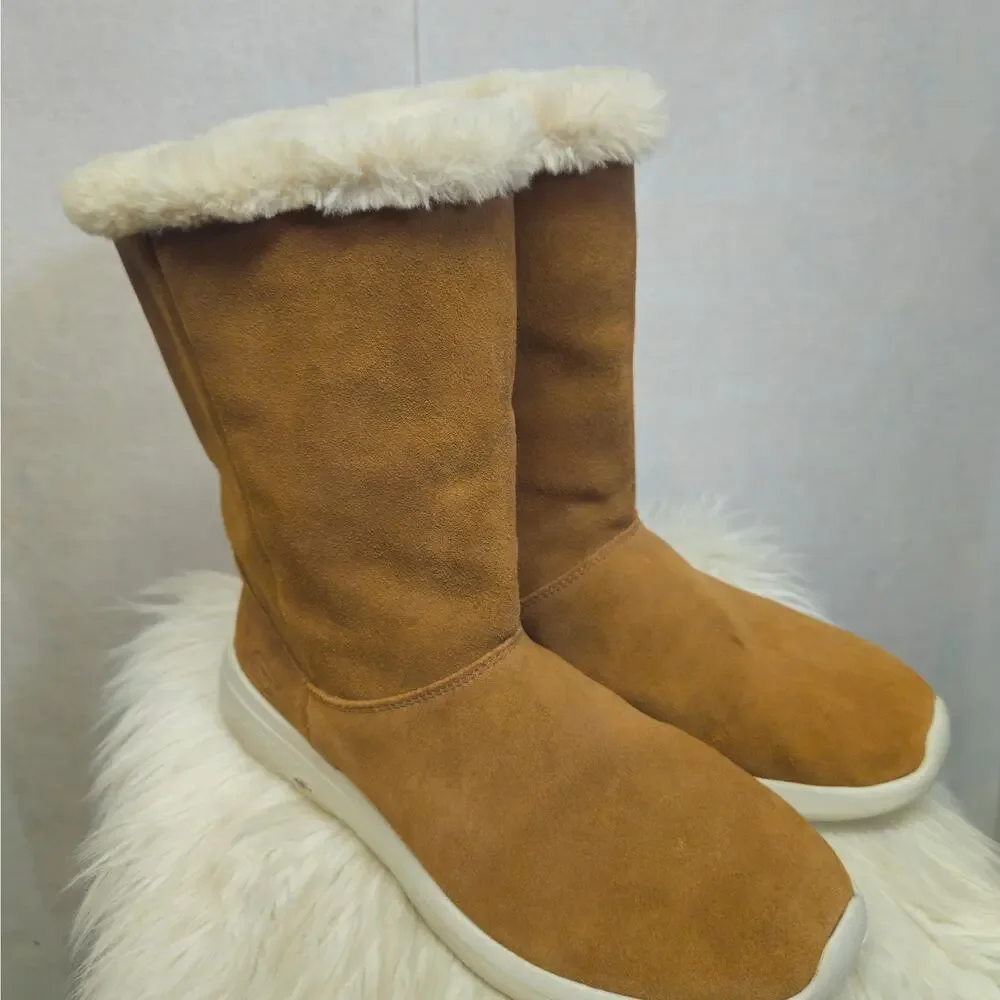 Skechers Goga Mat Gen 5 Winter Boots Suede Leather Size 11 Faux Fur Lined